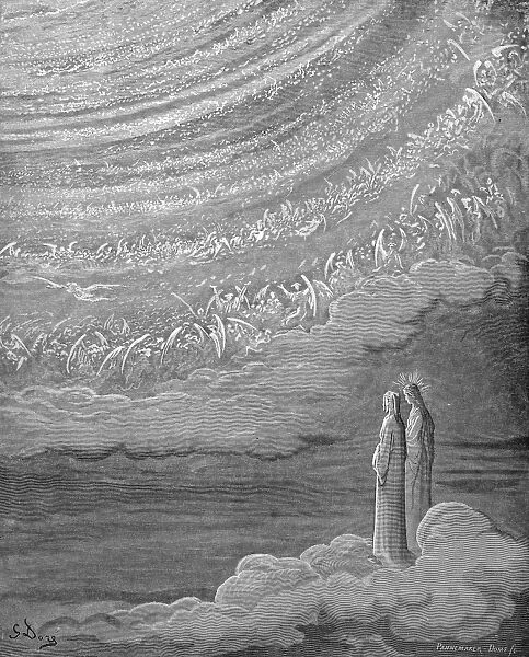 DANTE: PARADISE. The Ninth Heaven. Wood engraving after Gustave Dor