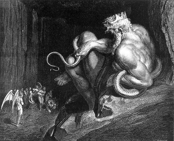 DANTEs INFERNO. Minos sentencing the souls brought before him at the entrance