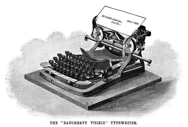 DAUGHERTY TYPEWRITER, 1895. The Daugherty typewriter. Engraving, American, 1895