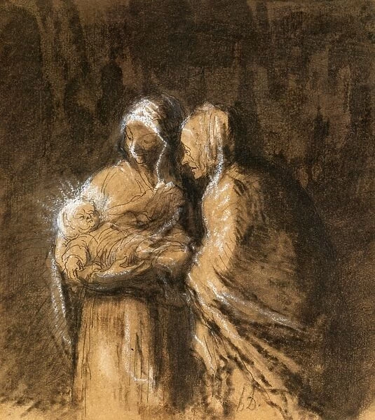 DAUMIER: VIRGIN & CHILD. The Virgin Holding the Infant Christ, with Saint Anne
