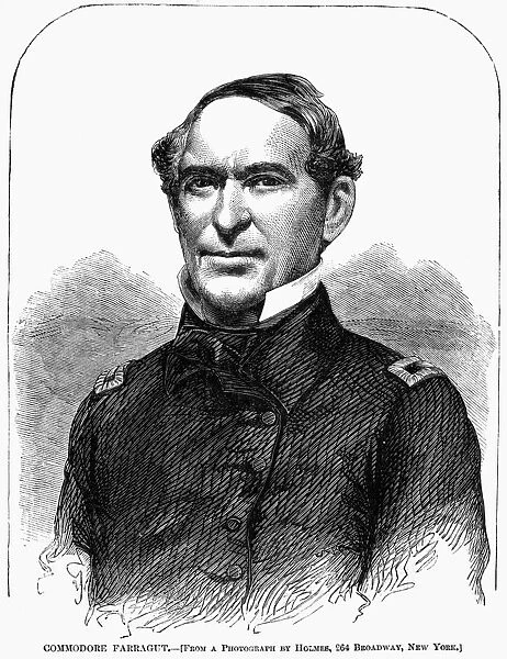DAVID G. FARRAGUT (1801-1870). American naval officer. Engraving, 1862