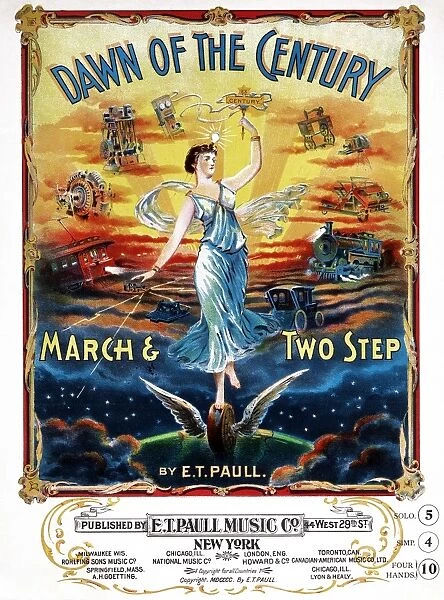 DAWN OF THE CENTURY, 1900. Sheet music cover for Dawn of the Century, a march and two-step