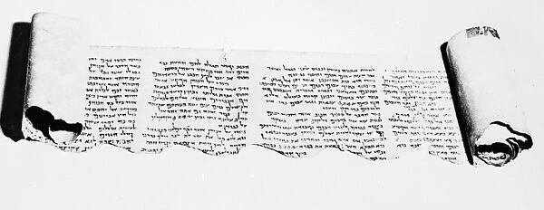 DEAD SEA SCROLLS. Fragment of the Dead Sea manuscript, the Commentary of Habbakuk