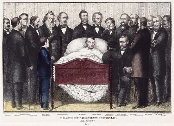 DEATH OF LINCOLN, 1865. Death of Abraham Lincoln, April 15th 1865. Lithograph by E