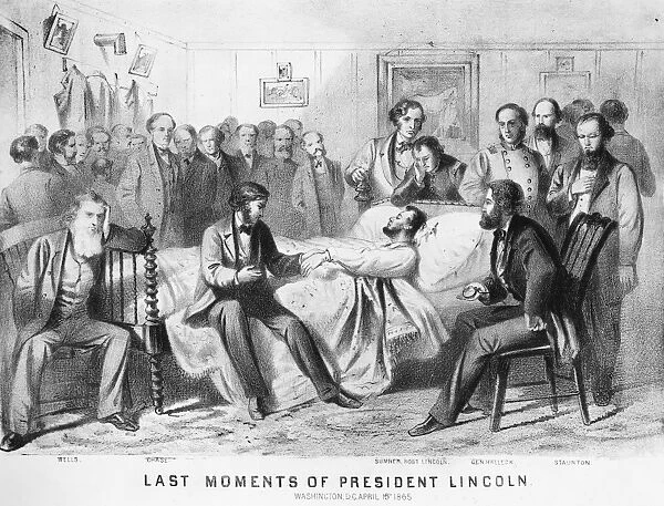 The deathbed of President Abraham Lincoln, Washington, D. C. 15 April 1865. Memorial lithograph, 1866