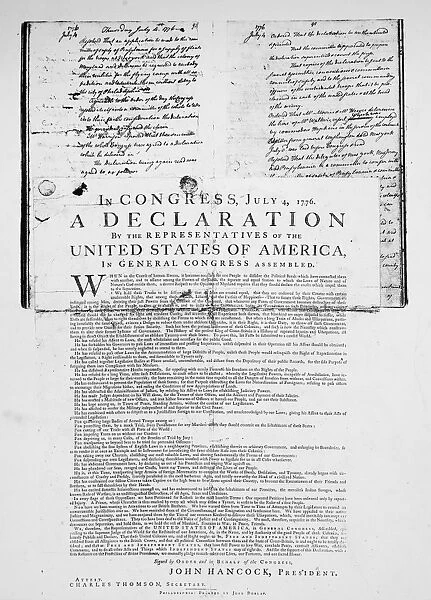 DECLARATION OF INDEPENDENCE The first printing of the Declaration of Independence as inserted in the Rough Journal of Congress