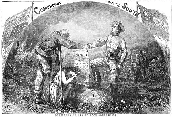 Dedicated to the Chicago Convention : cartoon by Thomas Nast, 1864, critical of the Democratic Partys platform of compromise with the Confederacy in that years presidential campaign