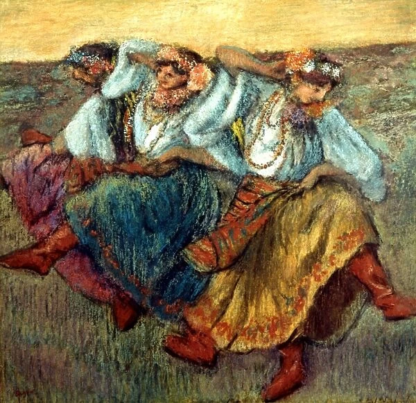 DEGAS: DANCING GIRLS, c1895. Edgar Degas: Dancing Peasant Girls. Pastel, c1895