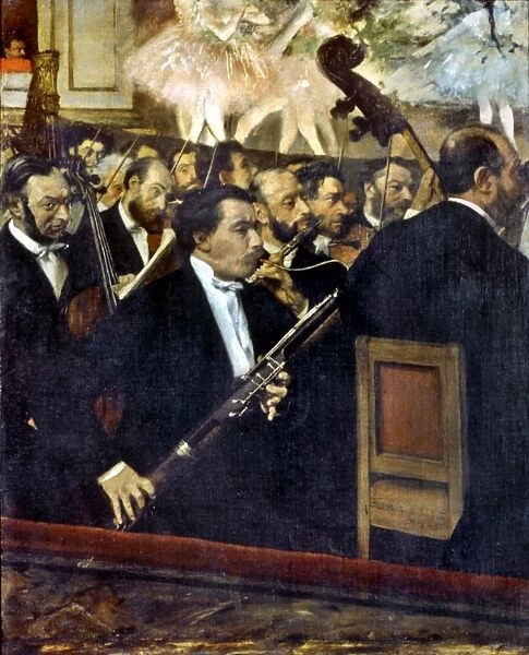 DEGAS: OPERA, c1868-70. The Orchestra of the Opera. Oil on canvas, c1868-1870, by Edgar Degas
