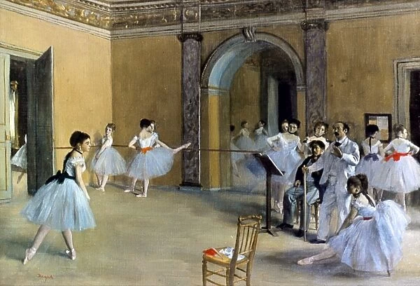 DEGAS: OPERA FOYER, 1872. Edgar Degas: Le foyer de la Danse a l Opera de la Rue le Peletier. Oil on canvas, 1872