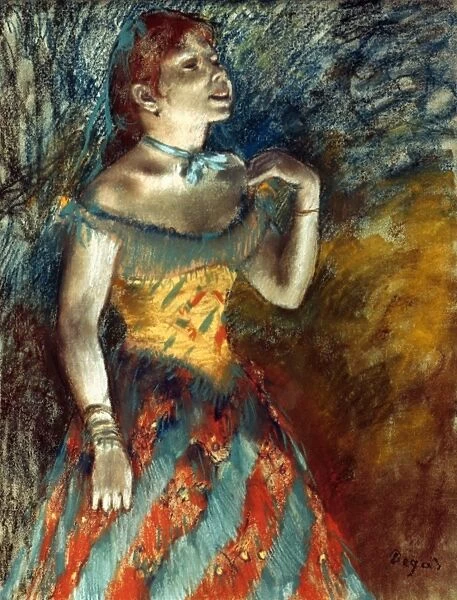 DEGAS: SINGER IN GREEN. Pastel on paper by Edgar Degas