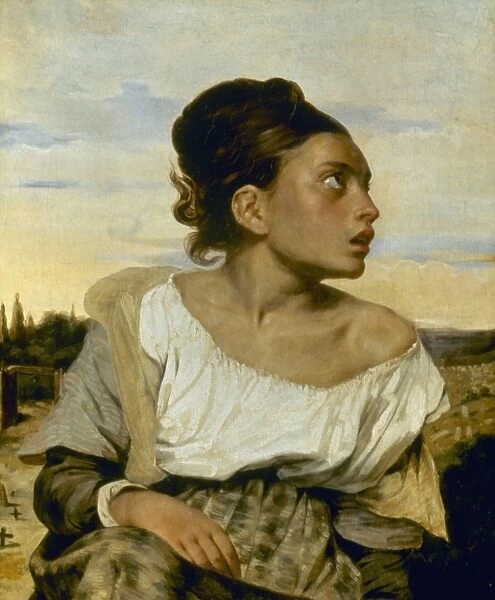 DELACROIX: ORPHAN, 1824. Eugene Delacroix: Orphan Girl at Cemetery. Oil on canvas, 1824
