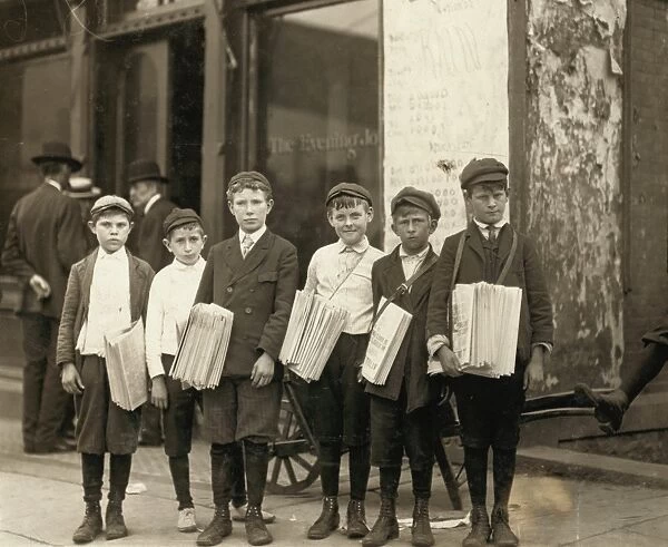 DELAWARE: NEWSBOYS, 1910. A group of newsboys in front of the Evening Journal Office