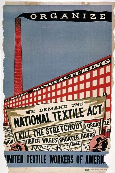We Demand the National Textile Act. Unpublished poster, 1935, by Ben Shahn, of which only a single copy is believed to have been produced