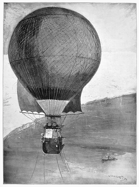 The departure of the Eagle, from Spitzbergen, 11 July 1897, the balloon with which Salomon August Andree (1854-1897) hoped to reach the North Pole. Illustration from a contemporary English newspaper