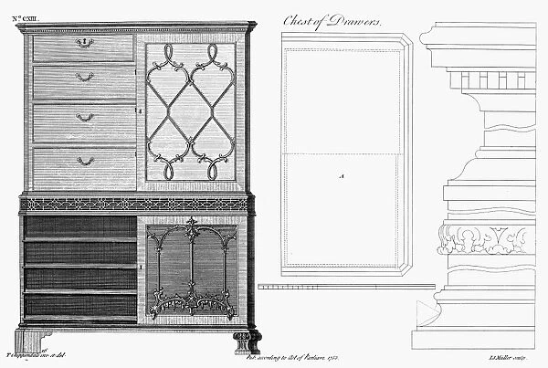Design for a chest of drawers, 1753, by Thomas Chippendale