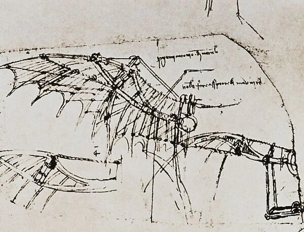 Design for a flying machine wing operated by a spring