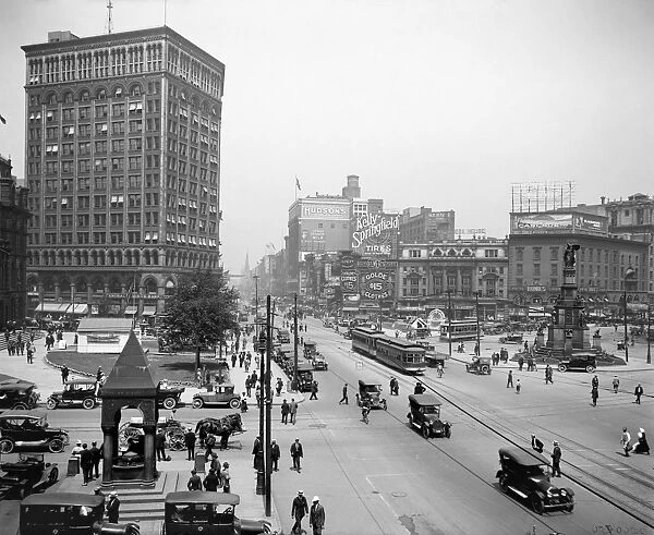 DETROIT, c1900. A view up Woodward Avenue in Detroit, Michigan. Photograph, c1900