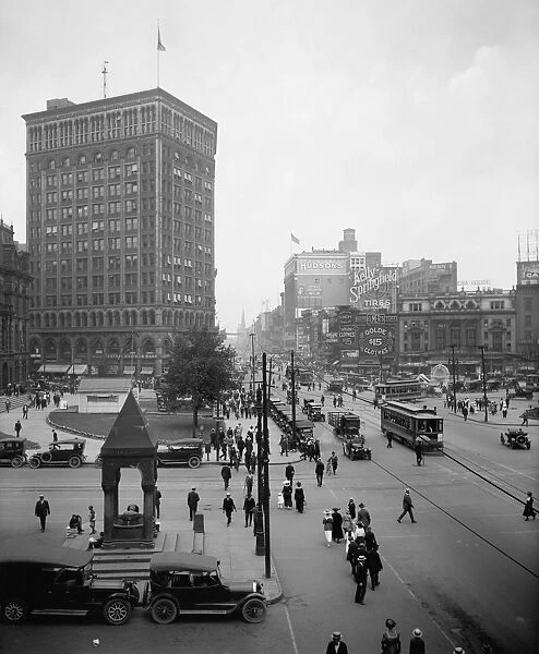 DETROIT, c1917. A view up Woodward Avenue in Detroit, Michigan. Photograph, c1917
