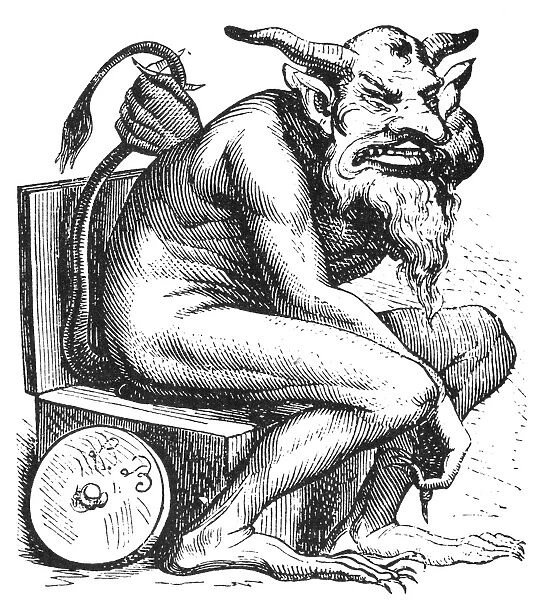 DEVIL: BELPHEGOR. The Biblical demon of evil, worshipped by the Moabites (Numbers 25: 3). Wood engraving, French, 19th century