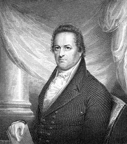 DEWITT CLINTON (1769-1828). American lawyer and statesman. Line engraving, c1825
