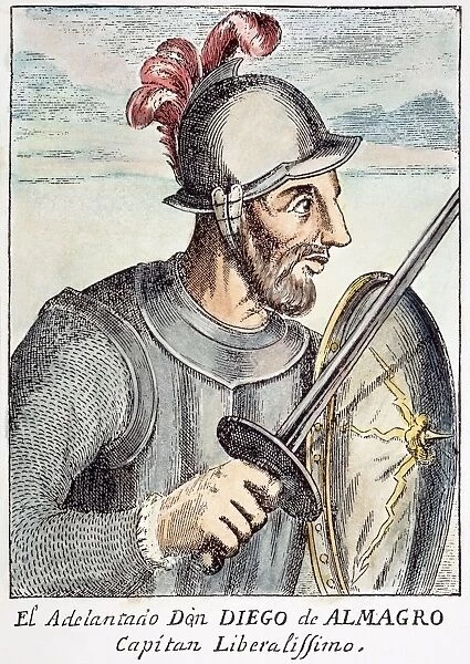 DIEGO de ALMAGRO (1475?-1538). Spanish soldier. Spanish line engraving, 17th century