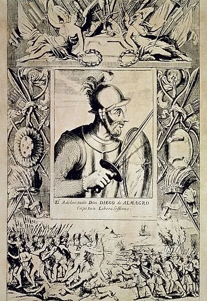 DIEGO DE ALMAGRO (c1475-1538). Spanish soldier. Spanish line engraving, 17th century