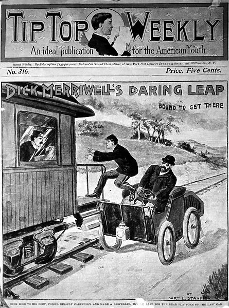 DIME NOVEL. Dick Merriwells Daring Leap, or Bound to Get There