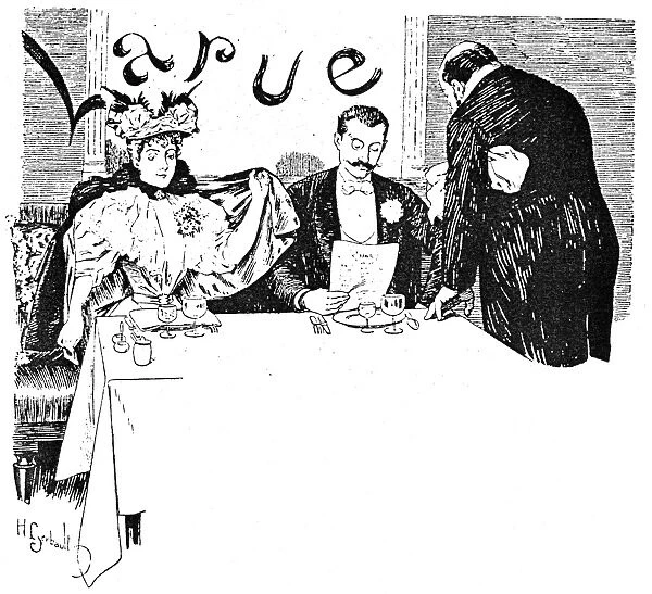 DINING, 19th CENTURY. Wood engraving, late 19th century