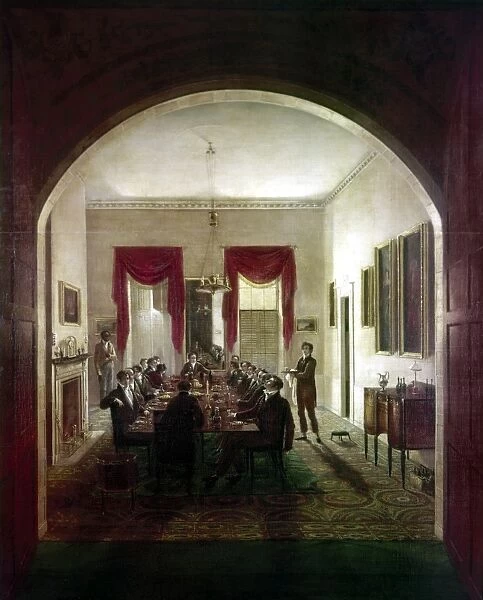 DINNER PARTY, c1820. The Dinner Party. Oil on canvas by American artist Henry Sargent