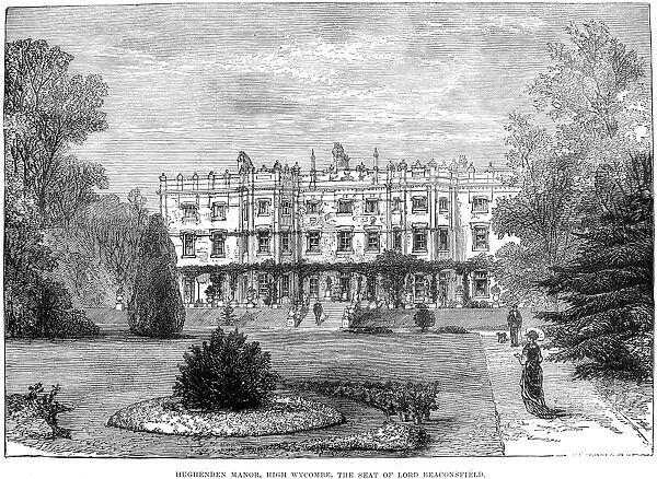 DISRAELIs RESIDENCE. Hughenden Manor, High Wycombe, Buckinghamshire, the residence of Benjamin Disraeli. Wood engraving from an English newspaper of 1881