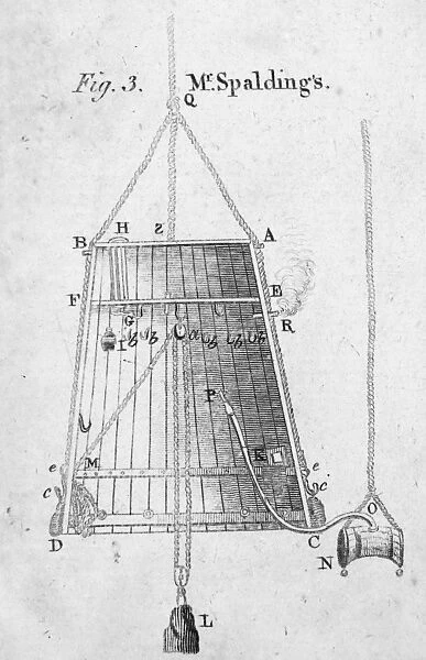 DIVING BELL, 18th CENTURY. Spaldings diving bell. Line engraving, English, 18th century