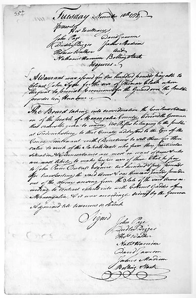 Document from the session of the Virginia Council of State, 10 November 1778