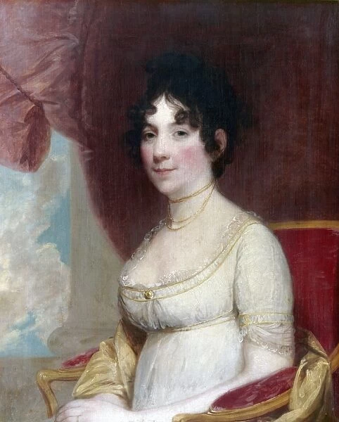 DOLLEY PAYNE TODD MADISON (1768-1849). Wife of President James Madison. Oil on canvas
