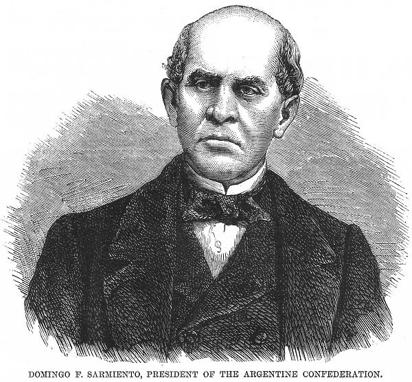 DOMINGO SARMIENTO (1811-1888). Argentine educator and statesman. Wood engraving, 1868