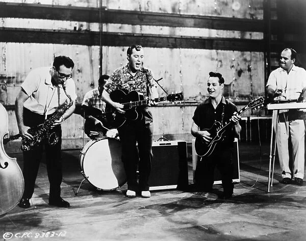 DON T KNOCK THE ROCK, 1956. Billy Haley and the Comets in a still from the film