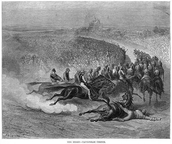 DORE: LONDON, 1872. The Derby - Tattenham Corner. A horse race at the Epsom Downs Racecourse