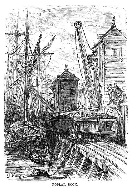 DORE: LONDON, 1872. Poplar Dock. Wood engraving after Gustave Dore, from the series London