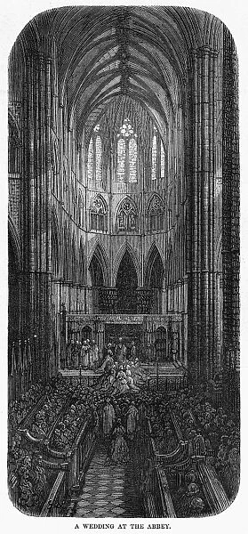 DORE: LONDON, 1872. A Wedding at the Abbey. Wood engraving after Gustave Dore from London