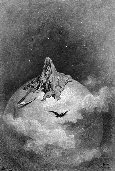 DORE: THE RAVEN, 1882. Doubting, dreaming dreams no mortal ever dared to dream before