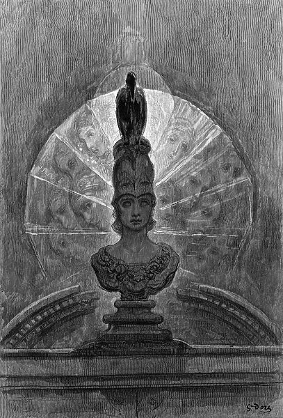DORE: THE RAVEN, 1882. Perched upon a bust of Pallas just above my chamber doora Perched