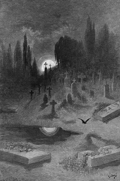 DORE: THE RAVEN, 1882. Wandering from the Nightly shore. Engraving by Gustave Dore