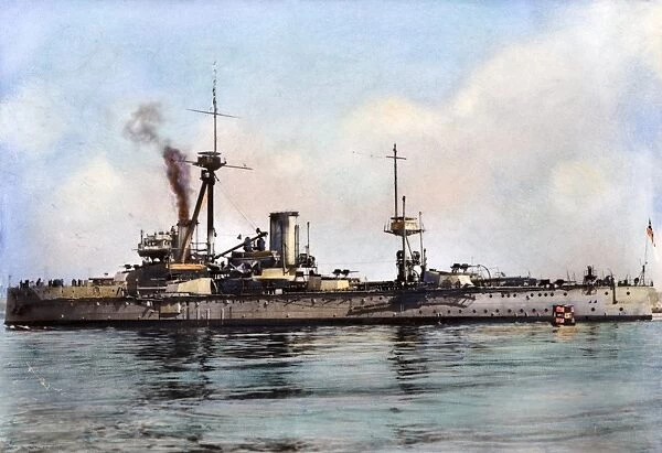 DREADNOUGHT, 1907. HMS Dreadnought, completed in 1906 with four propellors driven