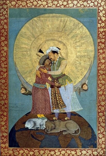 DREAM OF JAHANGIR. In the dream of Moghul Emperor Jahangir (right), he is embraced