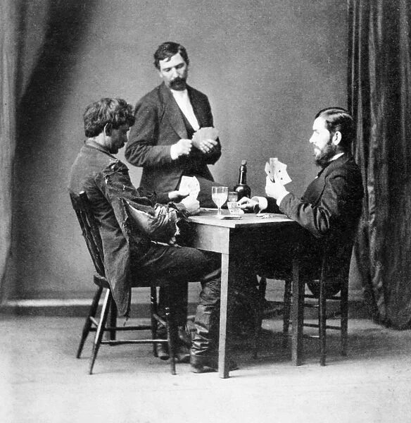 DRUNKARDs PROGRESS, c1874. The drinkers progress. He resolves to retrieve his fortune at cards