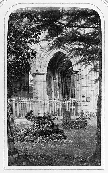 DRYBURGH ABBEY, 1866. The tomb of Sir Walter Scott in the ruins of Dryburgh Abbey
