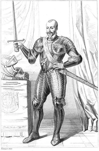 DUKE HENRI I MONTMORENCY (1534-1614). Governor and Marshal of Languedoc, constable of France. Stipple engraving, French, 19th century