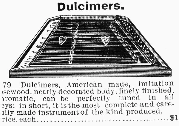 DULCIMER, 1895. Line cut from a Montgomery Ward catalogue, 1895