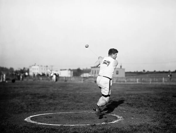 DUNCAN GILLIS (1883-1965). Canadian Olympic athlete. Photographed during the Hammer throw event at the 5th Olympic Games, held in Stockholm, Sweden, 1912