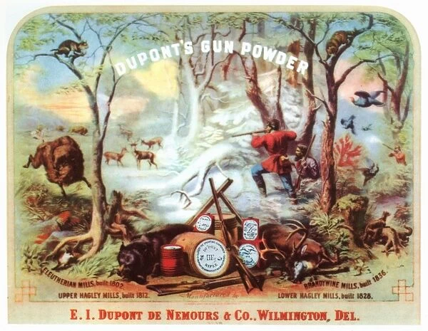 DUPONT AD, 19th CENTURY. A mid-19th century poster advertising DuPont gunpowder